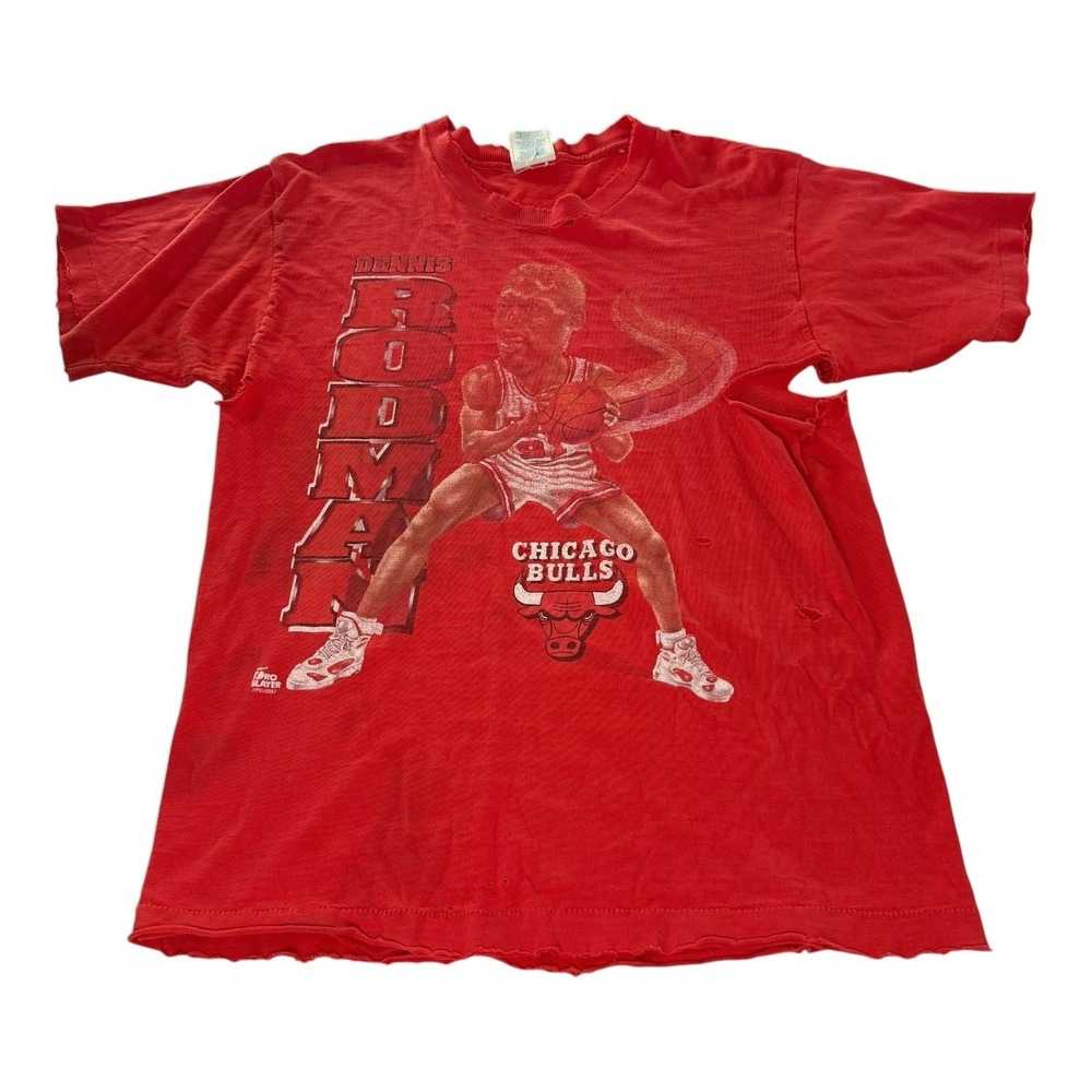 Vintage Dennis Rodman Chicago Bulls Pro Player T Shirt Youth Medium 18 20 Red